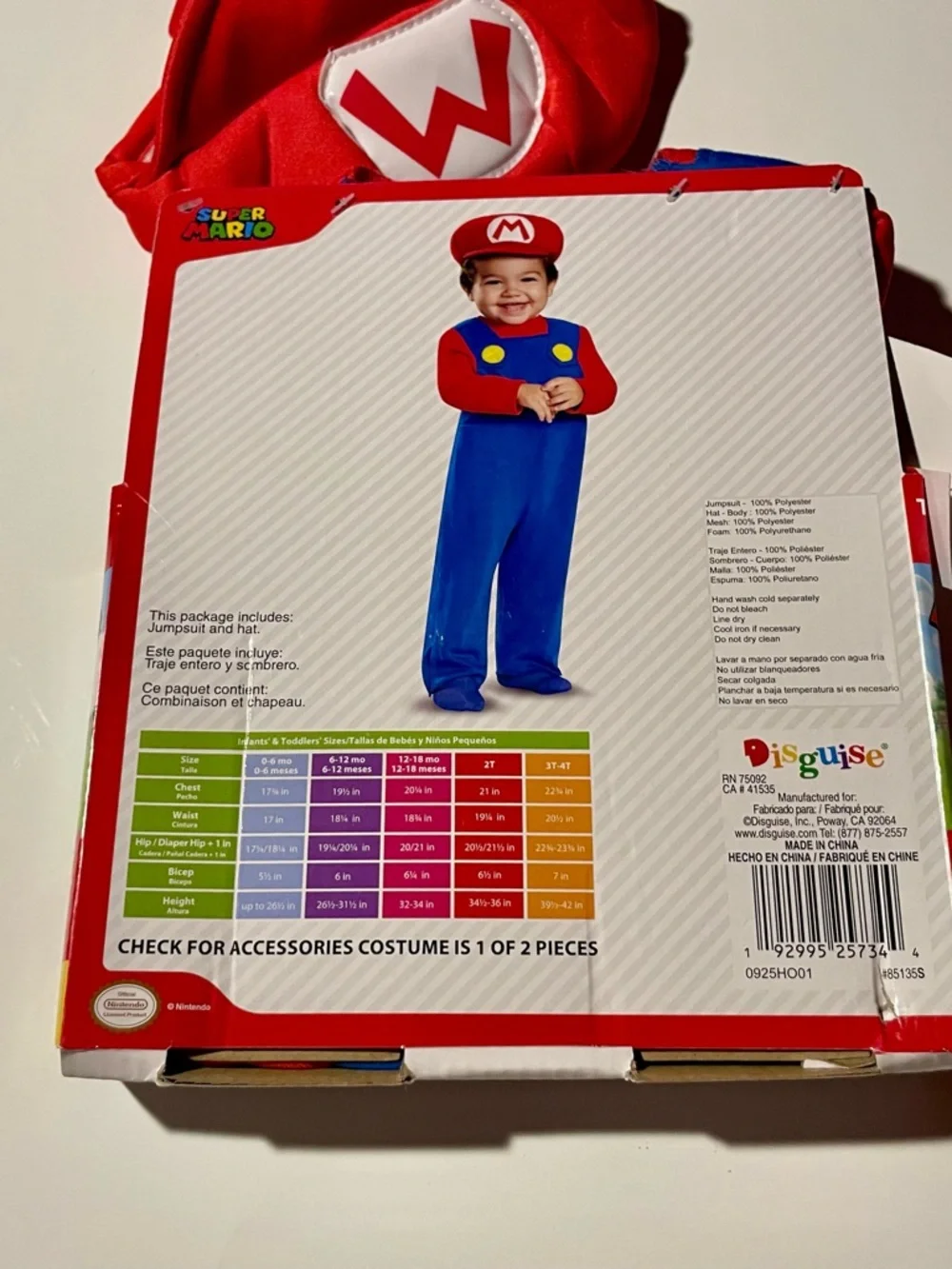 New Super Mario Bros Mario Halloween Costume Toddler Size 2T NWT Disguise - Picture 5 of 11